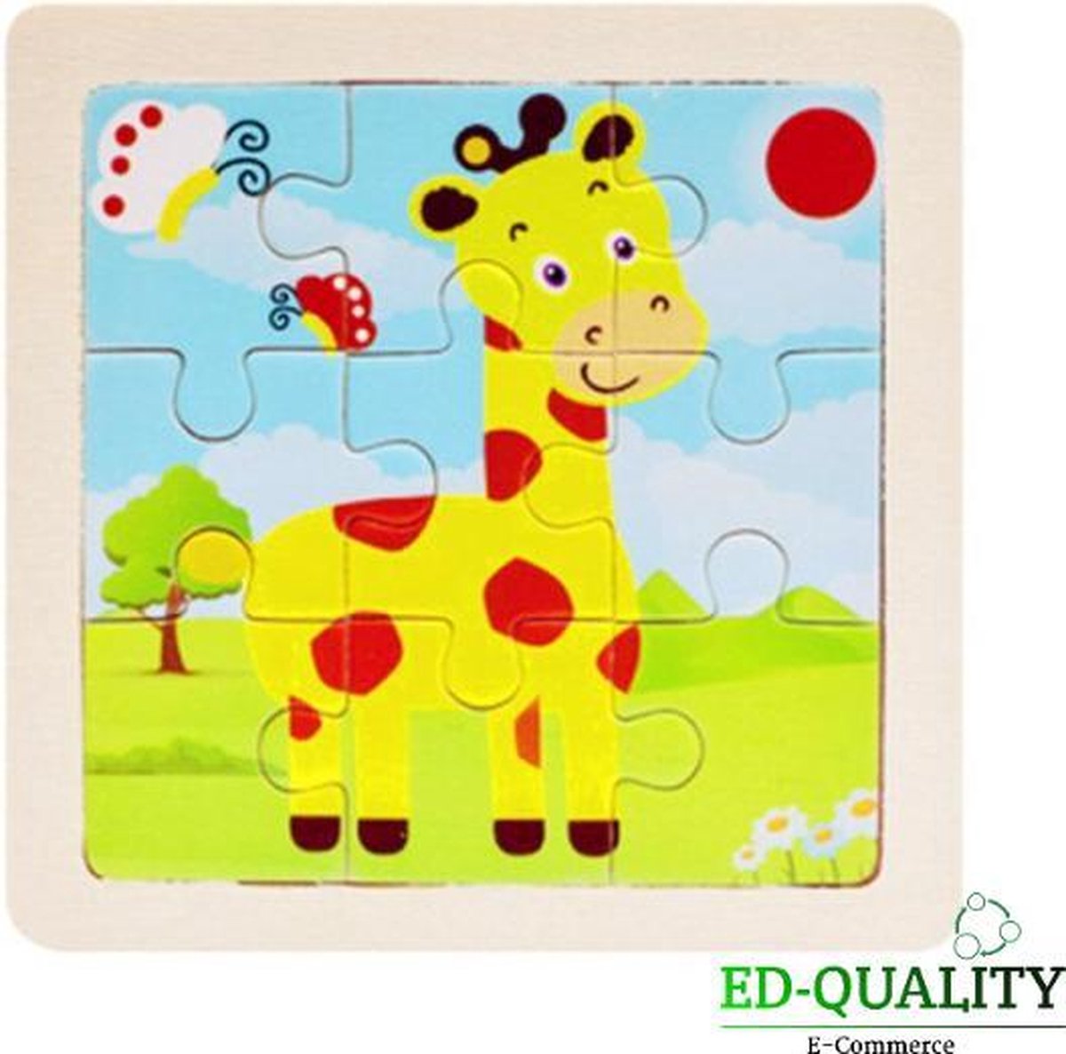 Mini puzzel giraffe- kinder puzzel - 9 stukjes