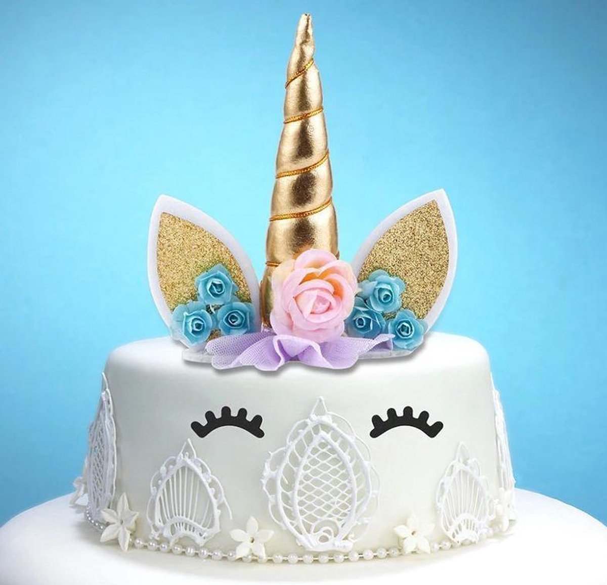 Unicorn Cake Topper - Goud - Eenhoorn Versiering - Taart Versiering - Taarttopper Verjaardag