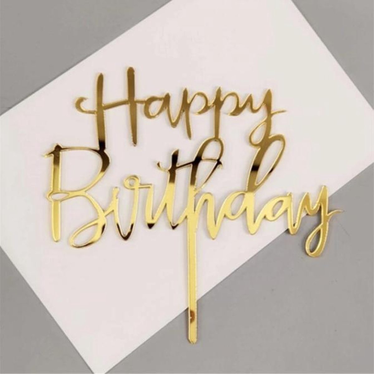 cake topper (goud) - Happy birthday -EDQuality cake topper - caketopper - goud, - gold - verjaardag - taartdecoratie - taart topper - taart versiering