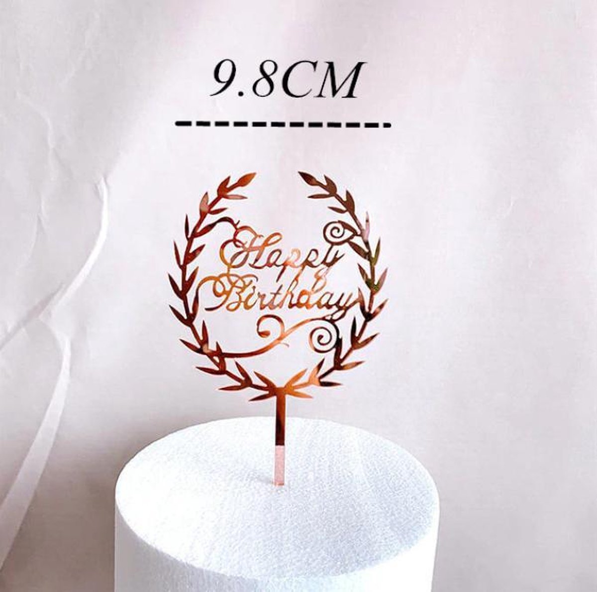 cake topper (goud) - Happy birthday -EDQuality cake topper - caketopper - goud met bloemen - gold - verjaardag - taartdecoratie - taart topper - taart versiering