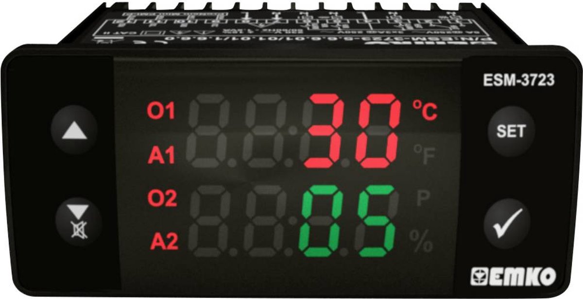 Emko ESM-3723.8.1.5.0.1/01.01/1.0.0.0 Tweestanden- en PID-regelaar Temperatuurregelaar Pt100 0 tot 100 °C Relais 5 A (l