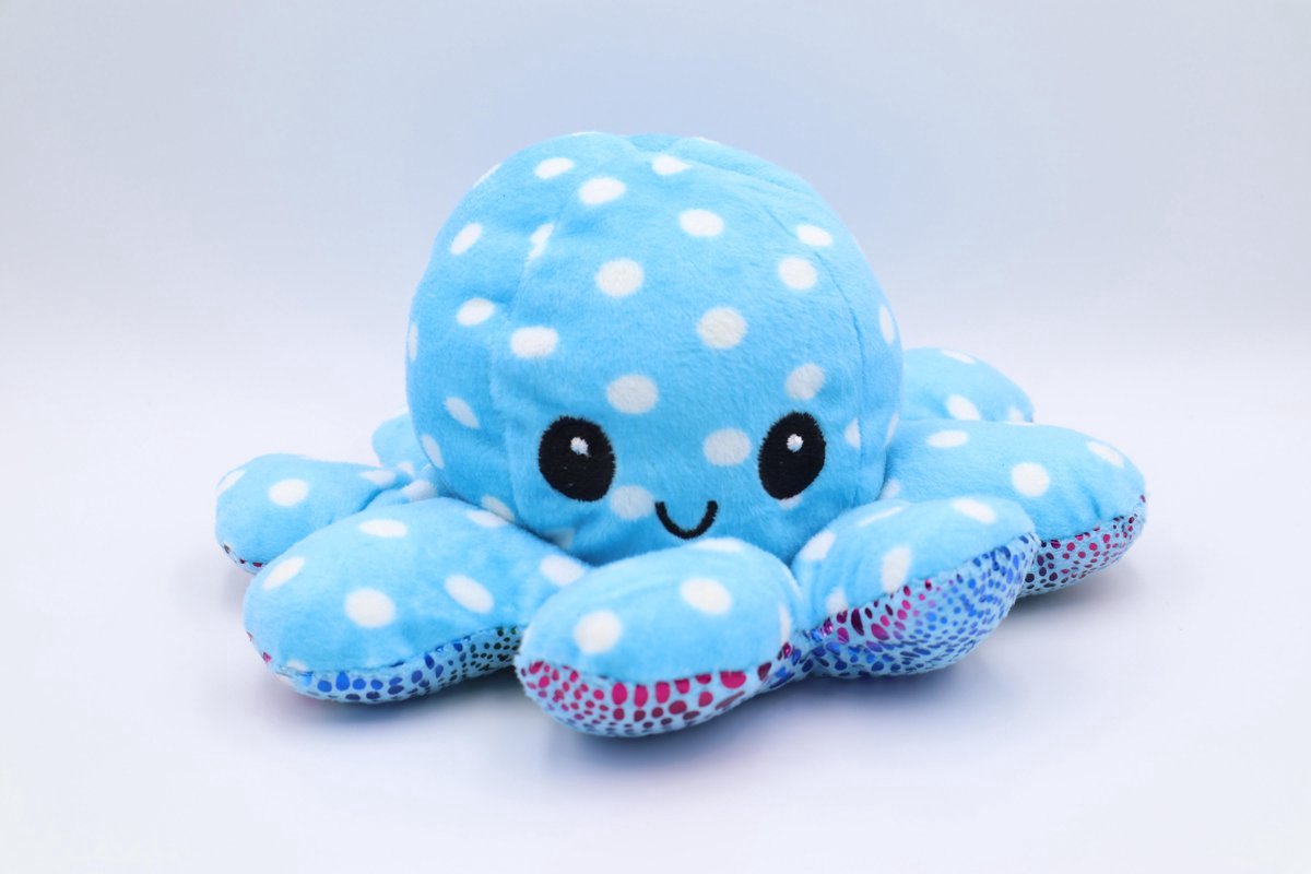 DUO-PACK - Octopus Mood Knuffel – Omkeerbaar – TikTok Hype 2021 – Verschillende Kleuren – Blij en Boos - Glitter Blauw/Groen