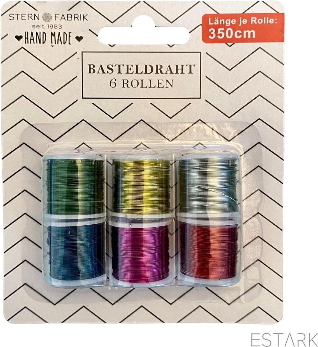 ESTARK® 6 x Hobbydraad - ijzerdraad - Metaaldraad - Koperdraad - Juwelen Sieraden Maken - Goud - Zilver - Groen - Blauw - Rood - Roze - Op Rol 350 cm - Hobby ijzerdraad zilver