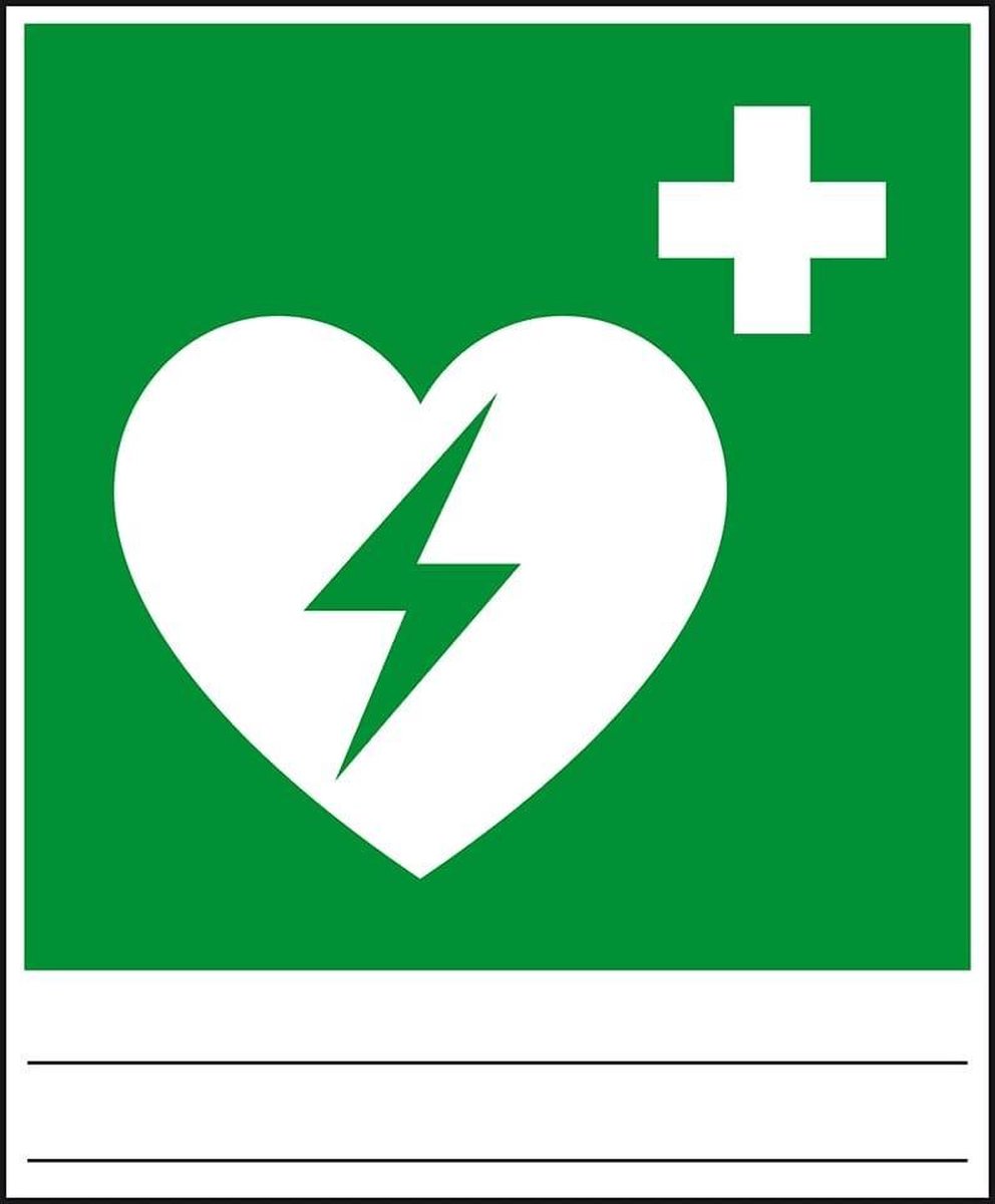 AED sticker, ISO 7010 beschrijfbaar, D-E017