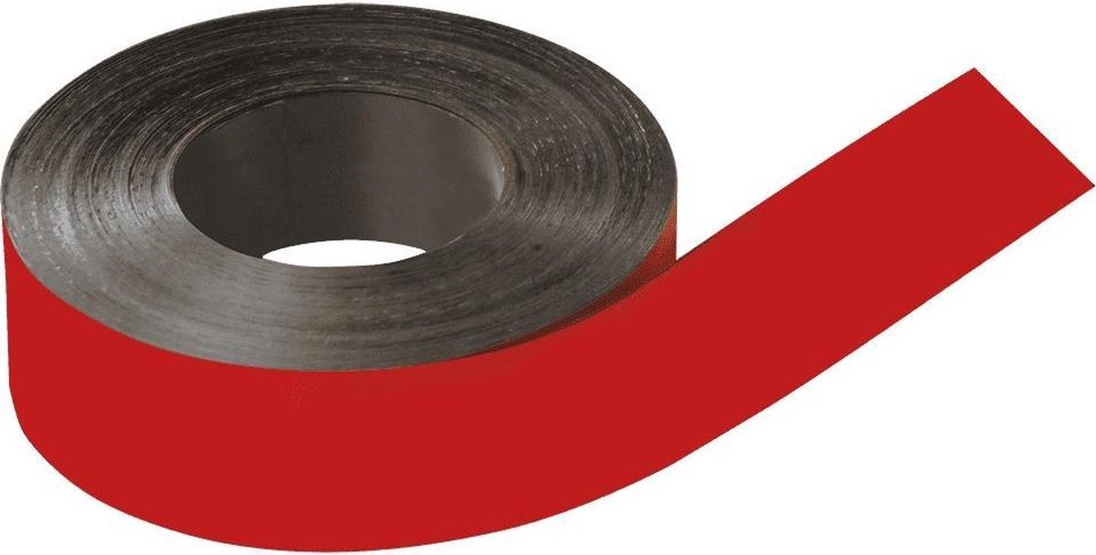 Beschrijfbare magneetband, rood, 50mm, 30m/rol