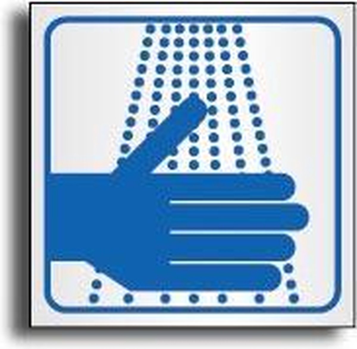 Sticker Handen wassen verplicht, Pictogram Zilver / Blauw