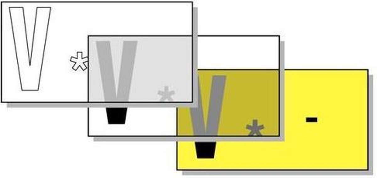 V-plaat wit op transparant zelfklevende sticker 250 x 500 mm