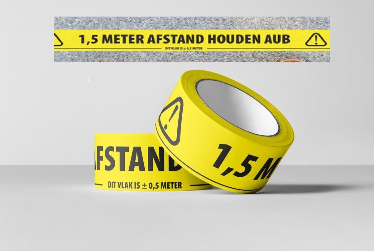 Vloermarkeringstape afstand houden, 50 mm, 66 meter per rol