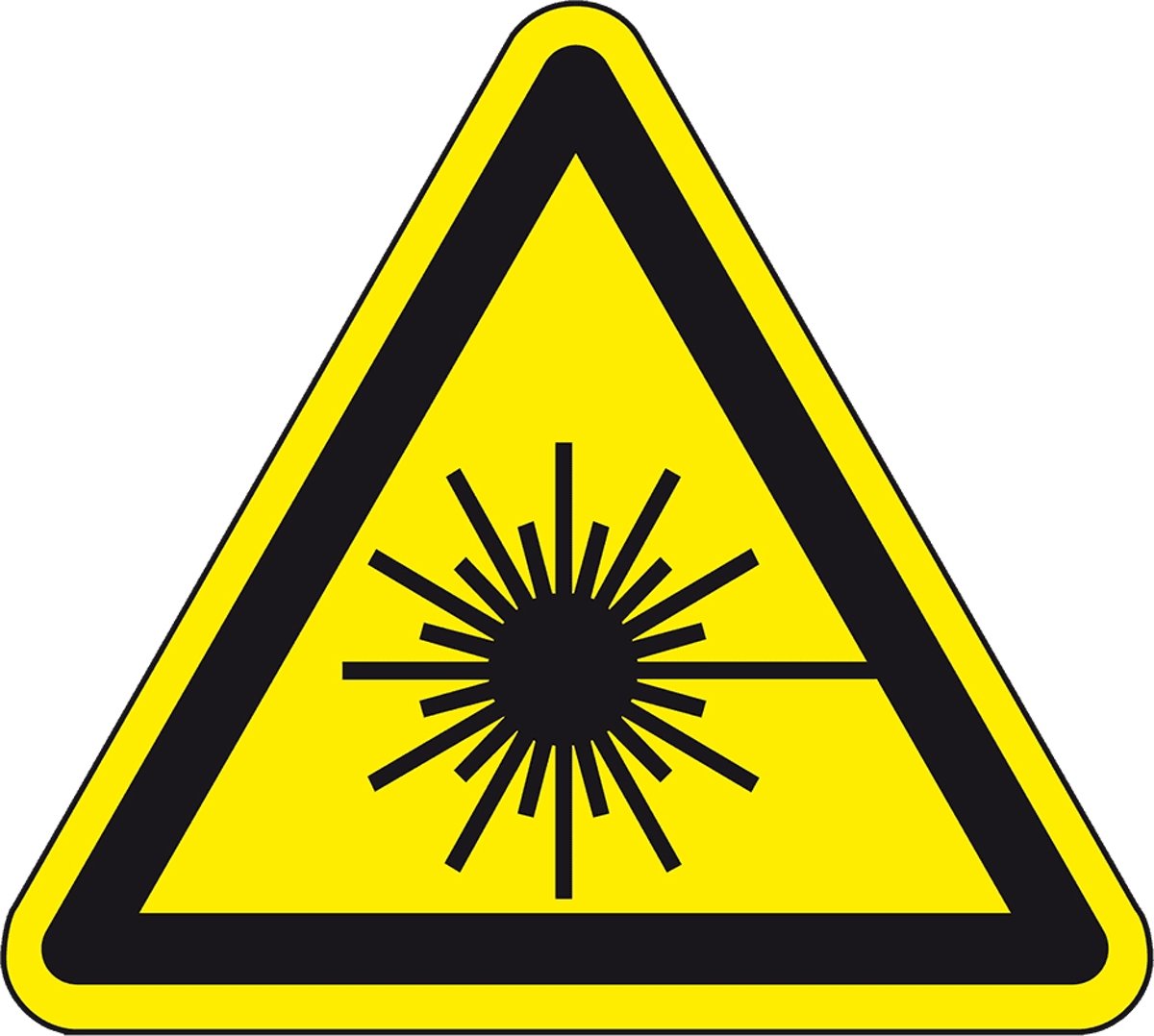 Waarschuwingssticker Waarschuwing voor laserstraal, ISO 7010, SL 200 mm