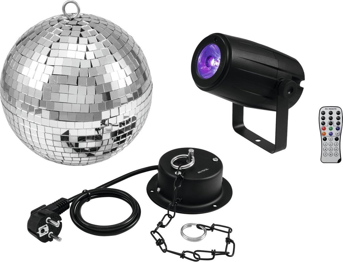 EUROLITE Discobal - Spiegelbol - Discobol 20cm with motor + LED PST-5 QCL Spot bk