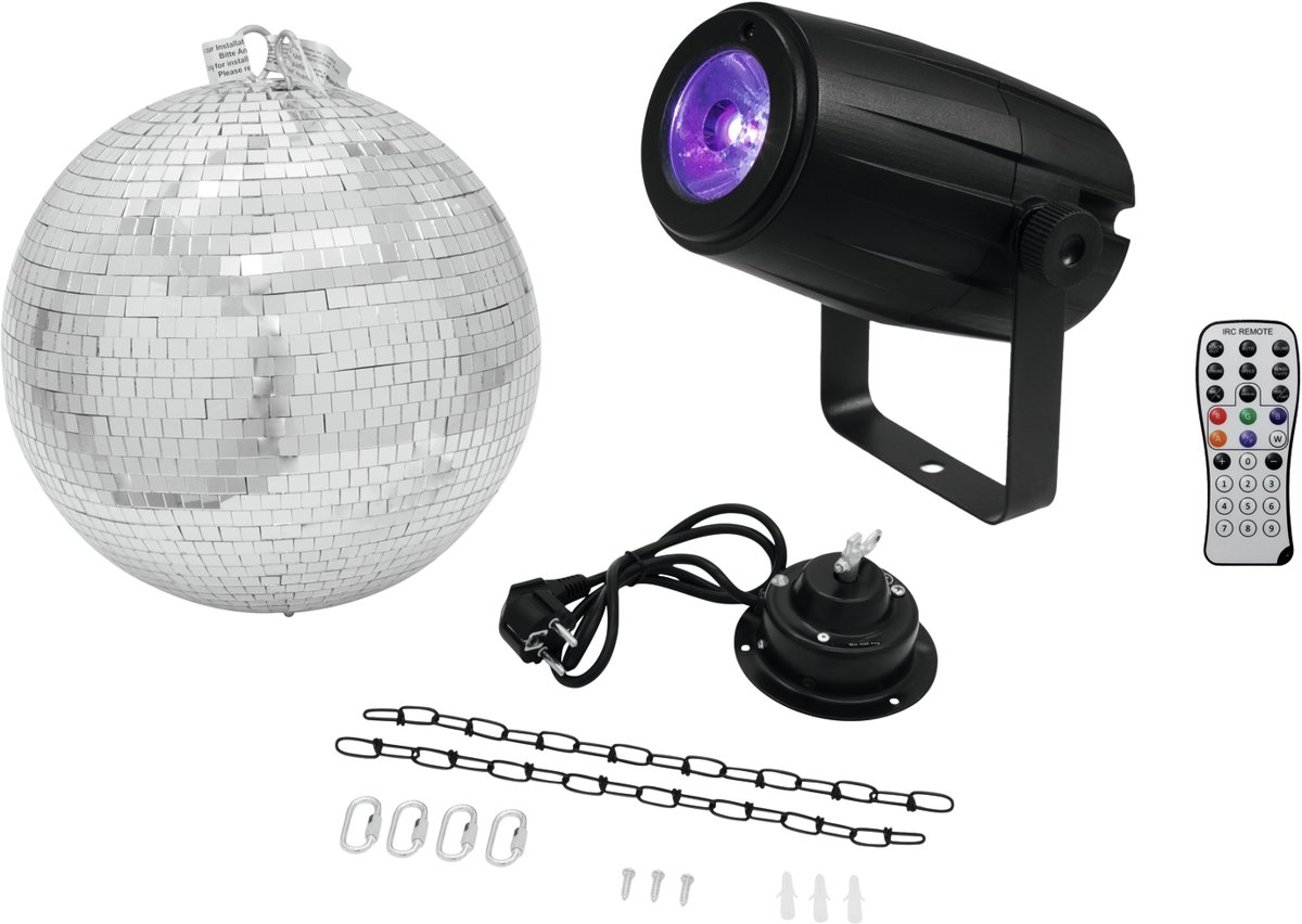 EUROLITE Mirror Ball 30cm with motor + LED PST-5 QCL Spot bk