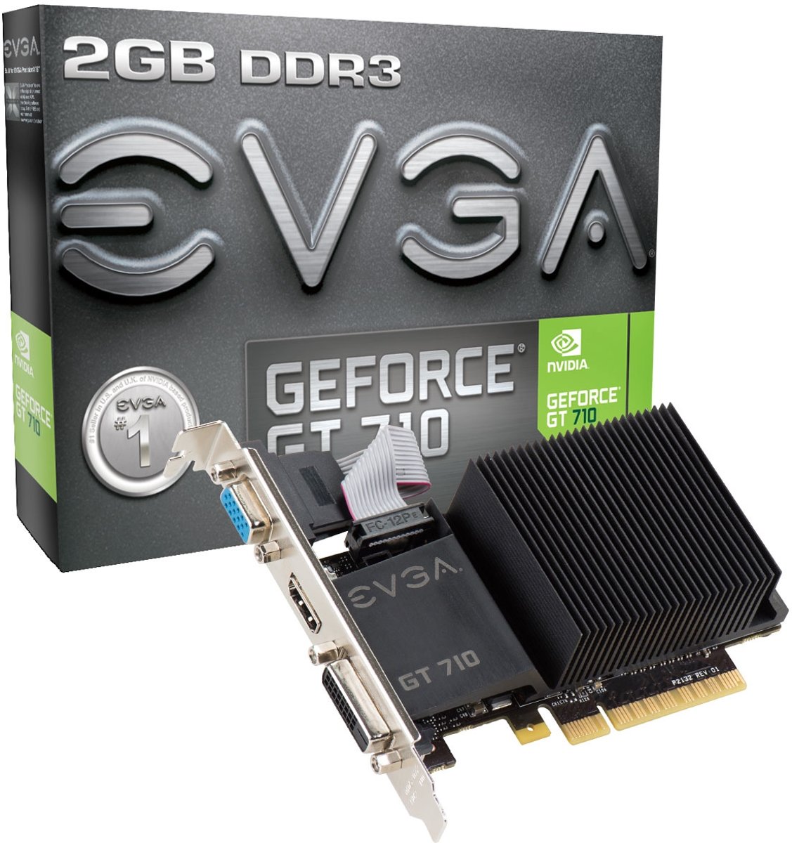 EVGA 02G-P3-2712-KR GeForce GT 710 2GB GDDR3 videokaart