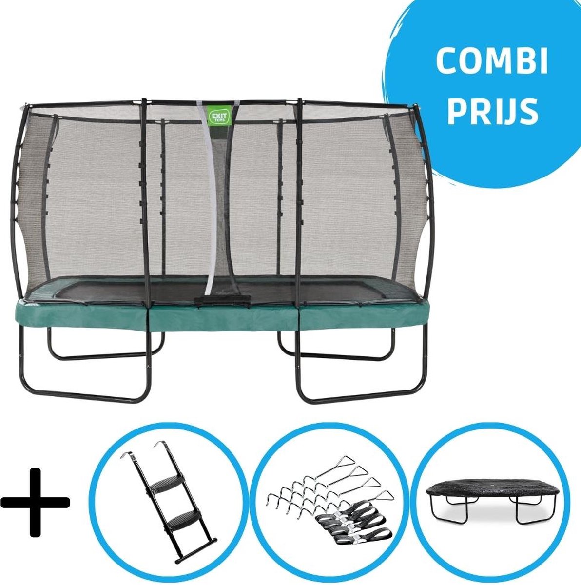 EXIT - Allure Premium trampoline 214x366cm - Met accessoires - groen