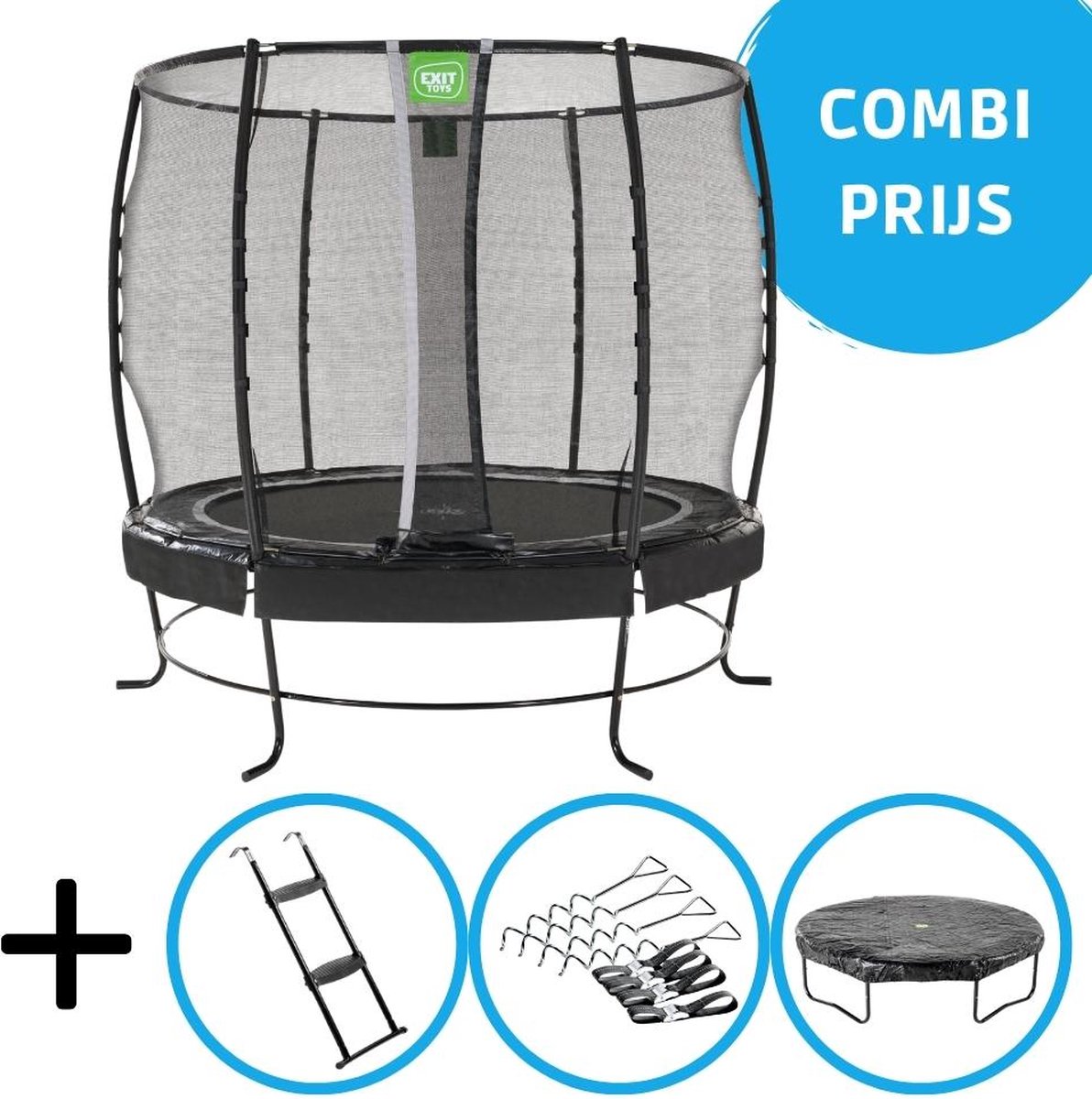 EXIT - Lotus Premium trampoline ø253cm - Met accessoires - zwart