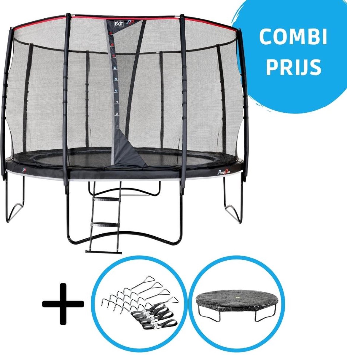 EXIT - PeakPro trampoline ø305cm - Met accessoires - zwart