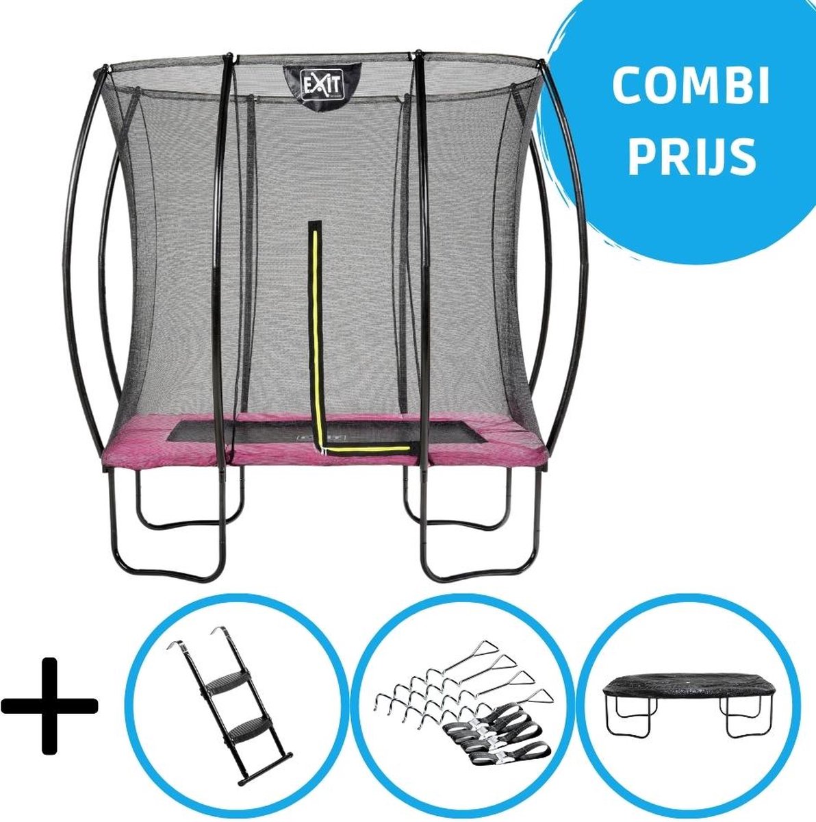 EXIT - Silhouette trampoline 153x214cm - Met accessoires - roze