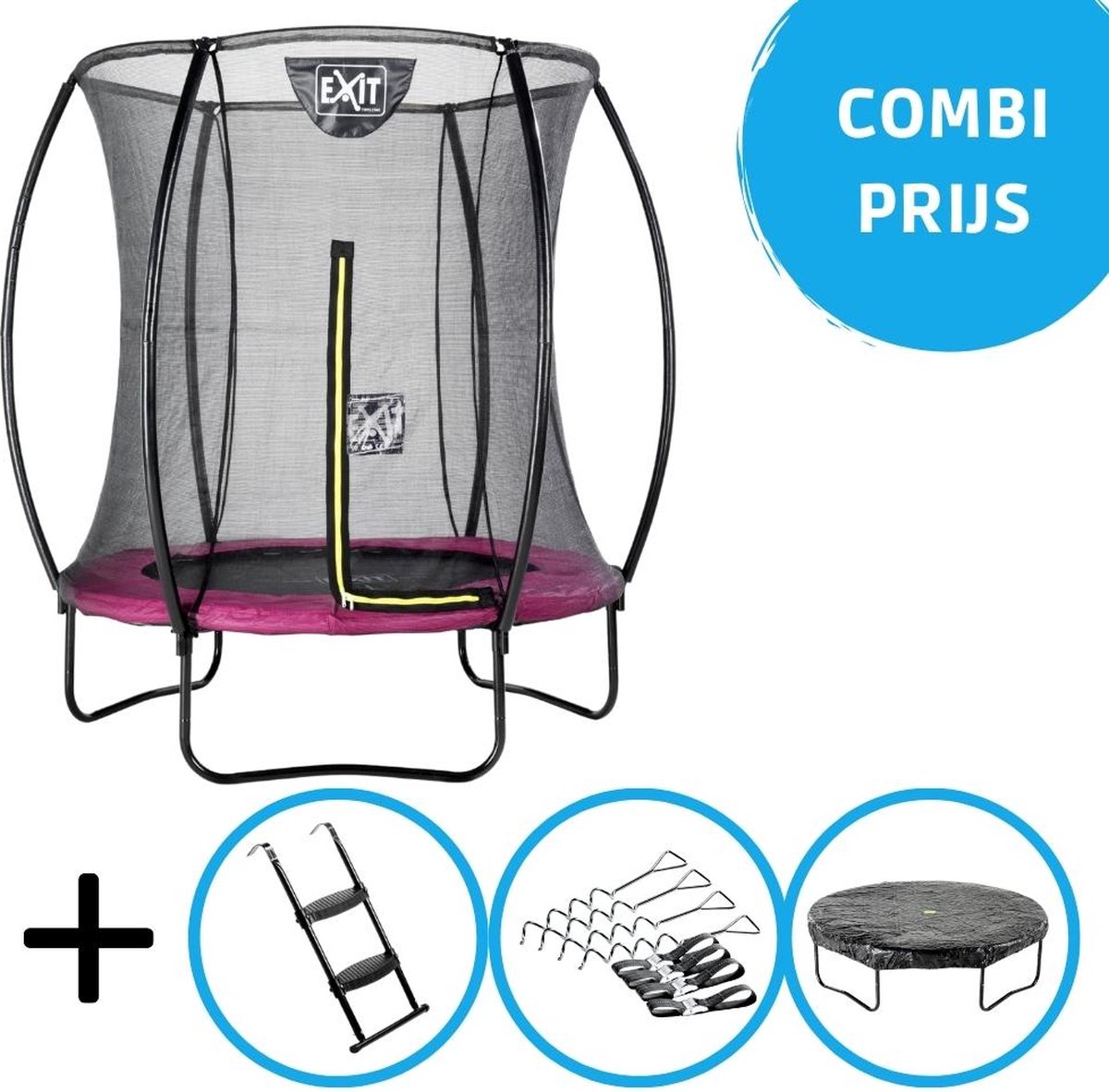 EXIT - Silhouette trampoline ø183cm - Met accessoires - roze