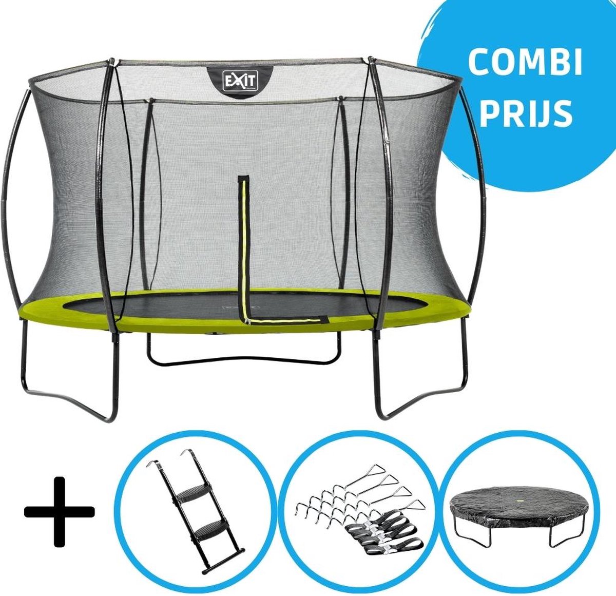 EXIT - Silhouette trampoline ø305cm - Met accessoires - groen