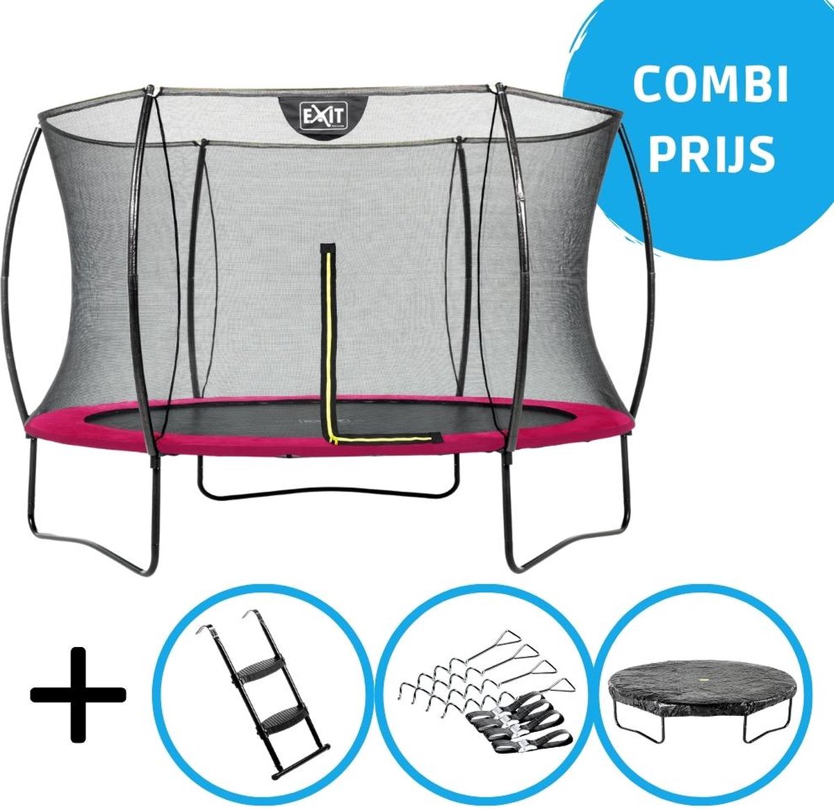 EXIT - Silhouette trampoline ø305cm - Met accessoires - roze