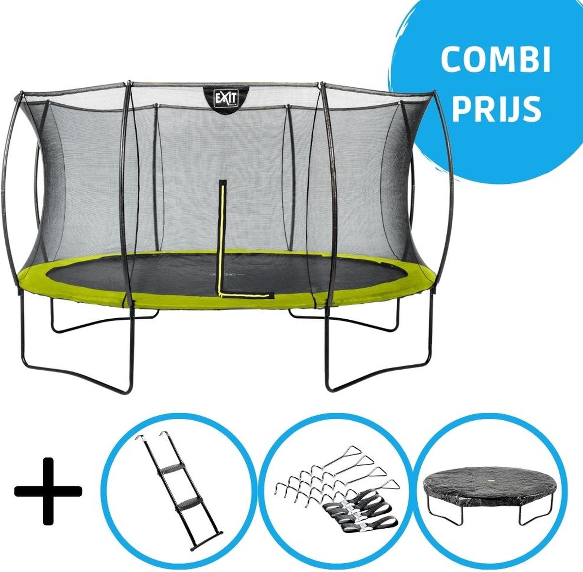 EXIT - Silhouette trampoline ø366cm - Met accessoires - groen