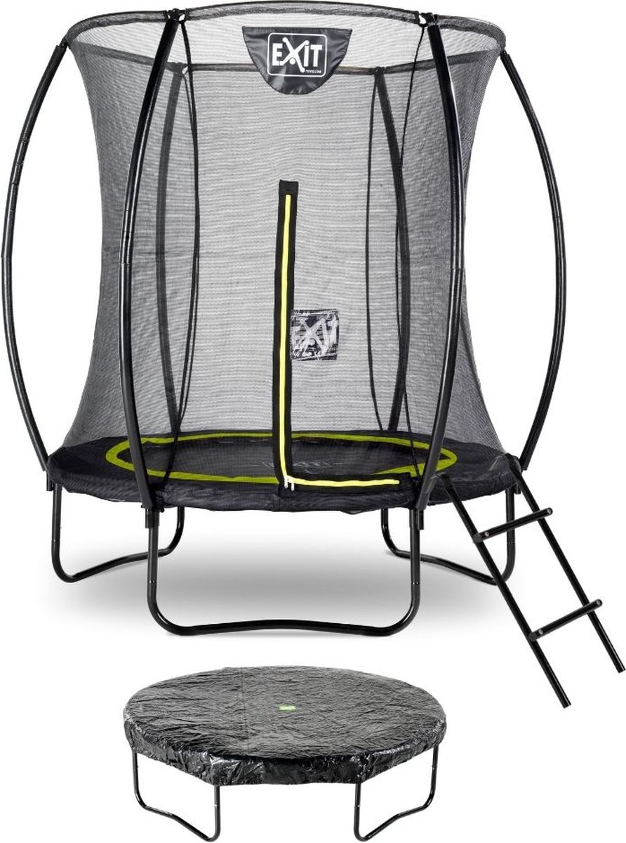 EXIT - Trampoline met Veiligheidsnet,  Afdekhoes en ladder - Op Poten - Silhouette - Rond - ø183cm - Zwart