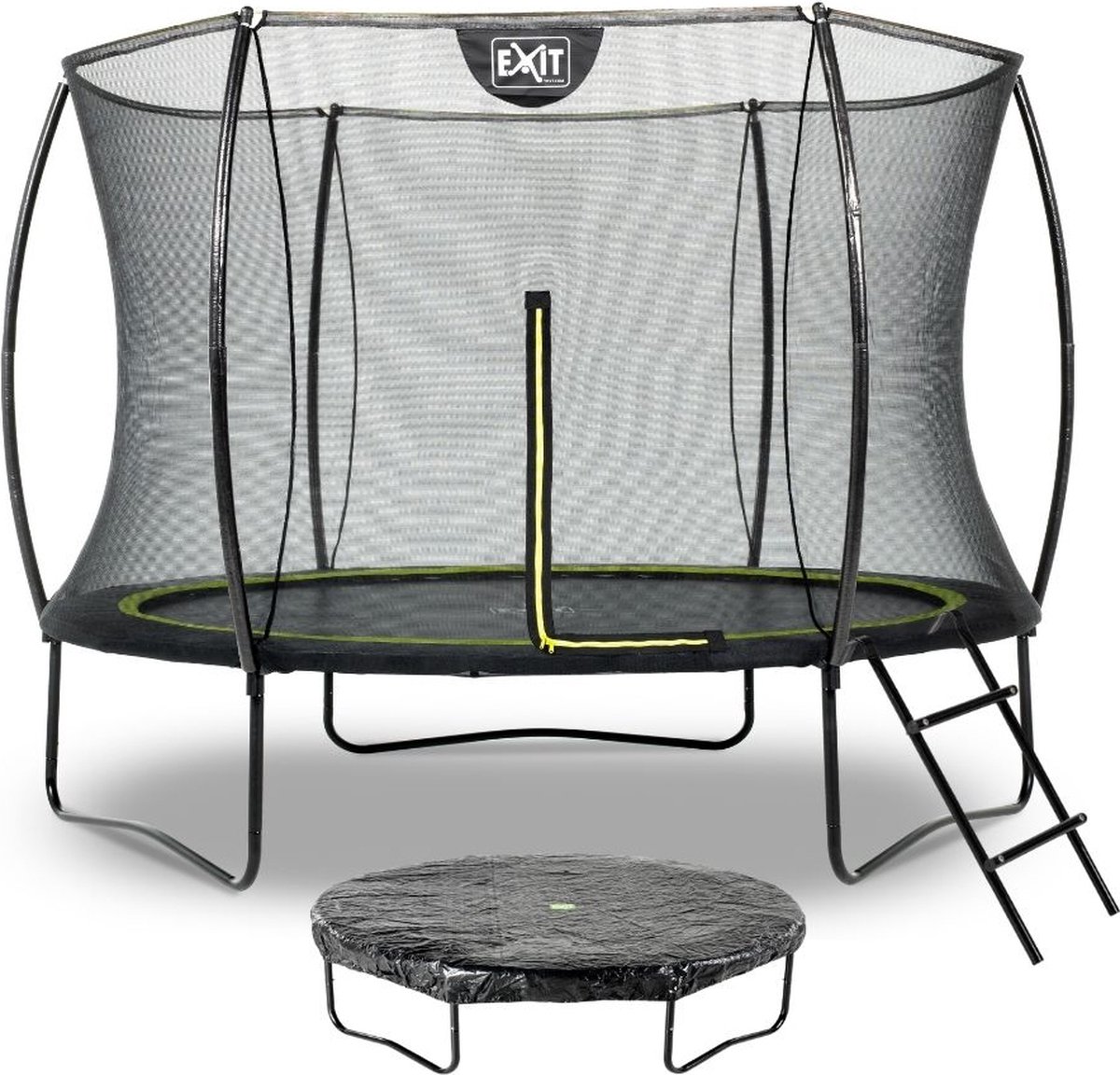 EXIT - Trampoline met Veiligheidsnet,  Afdekhoes en ladder - Op Poten - Silhouette - Rond - ø244cm - Zwart