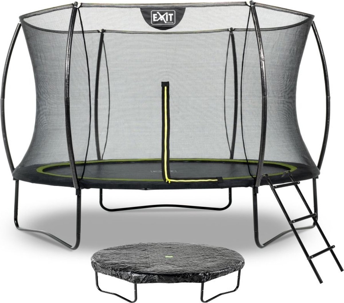 EXIT - Trampoline met Veiligheidsnet,  Afdekhoes en ladder - Op Poten - Silhouette - Rond - ø305cm - Zwart