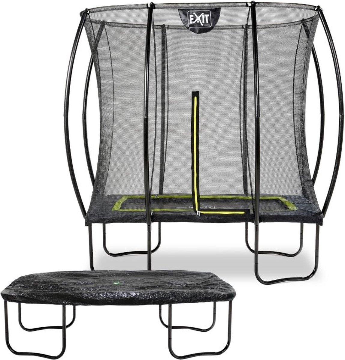 EXIT - Trampoline met Veiligheidsnet en Afdekhoes - Op Poten - Silhouette - Rechthoekig - 153x214cm - Zwart