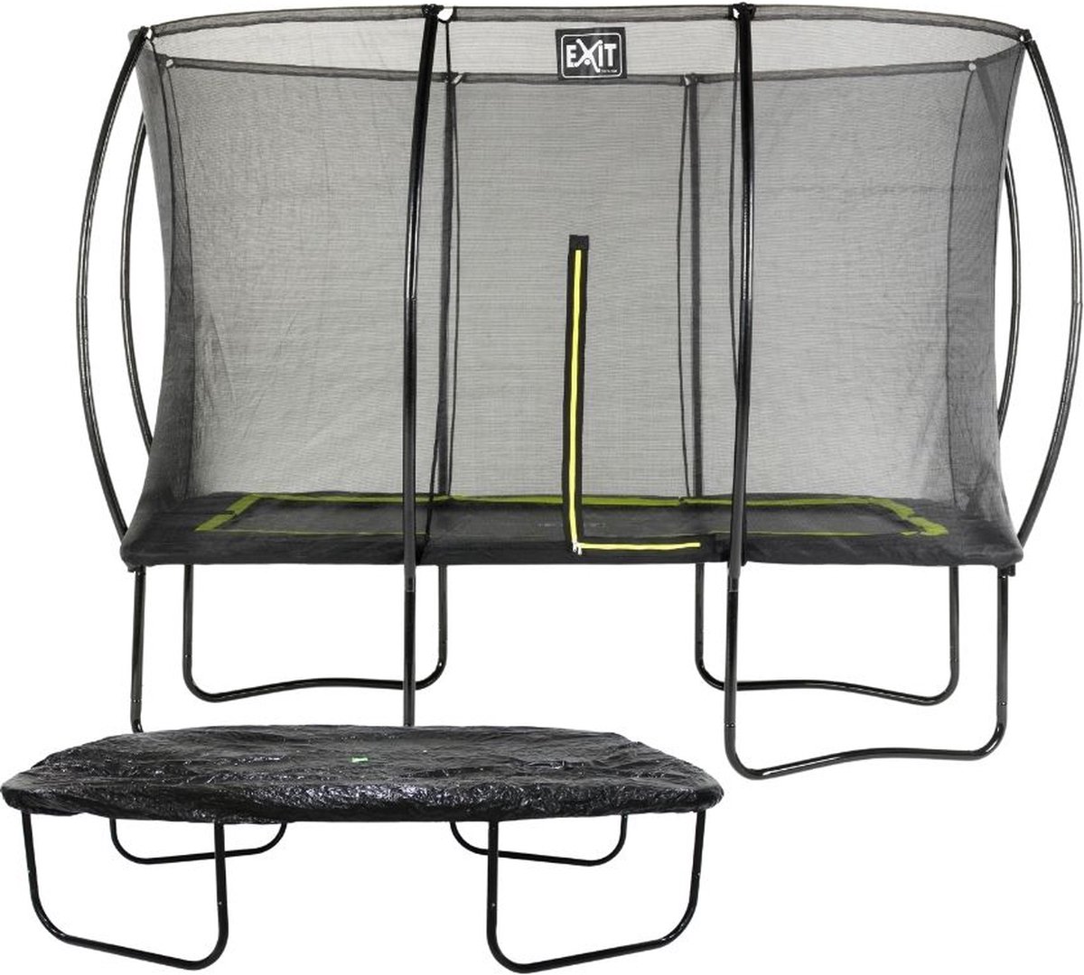 EXIT - Trampoline met Veiligheidsnet en Afdekhoes - Op Poten - Silhouette - Rechthoekig - 214x305cm - Zwart