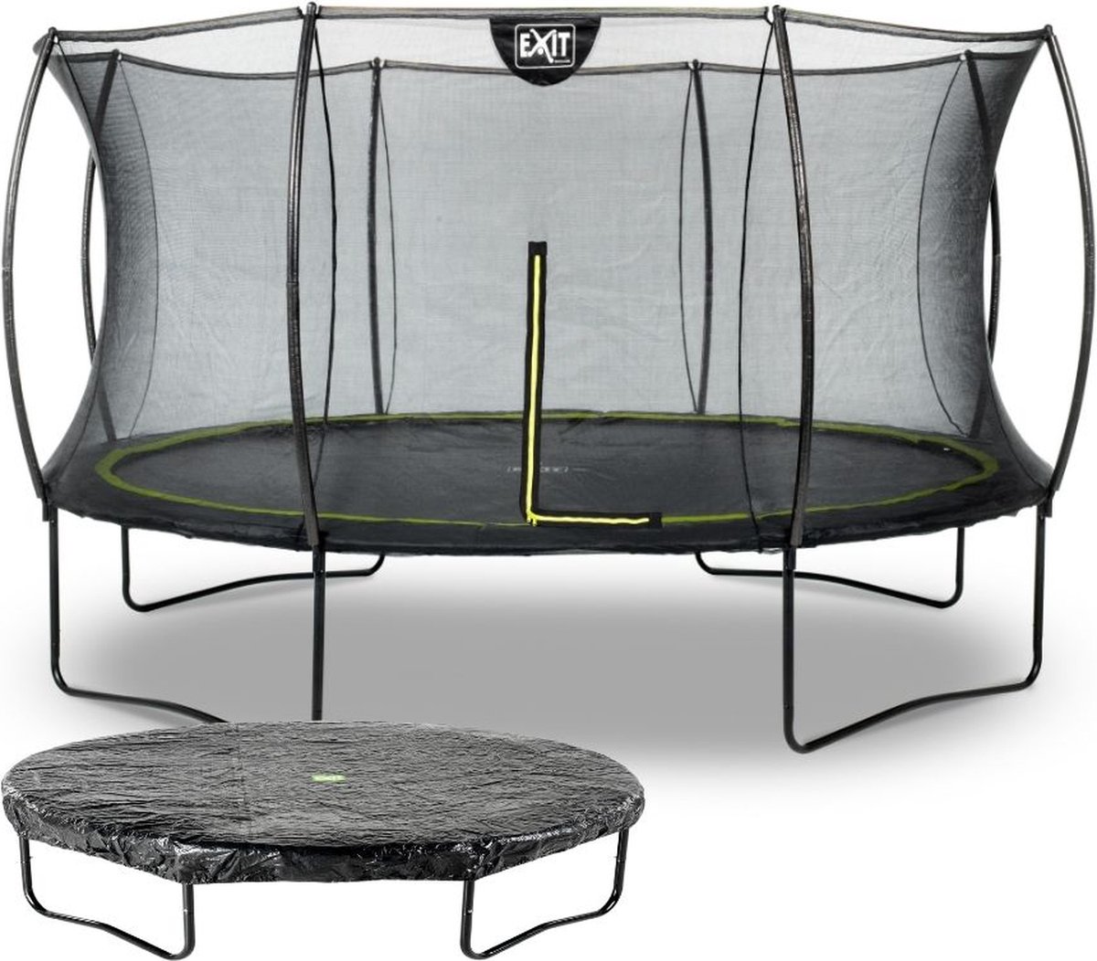 EXIT - Trampoline met Veiligheidsnet en Afdekhoes - Op Poten - Silhouette - Rond - ø366cm - Zwart