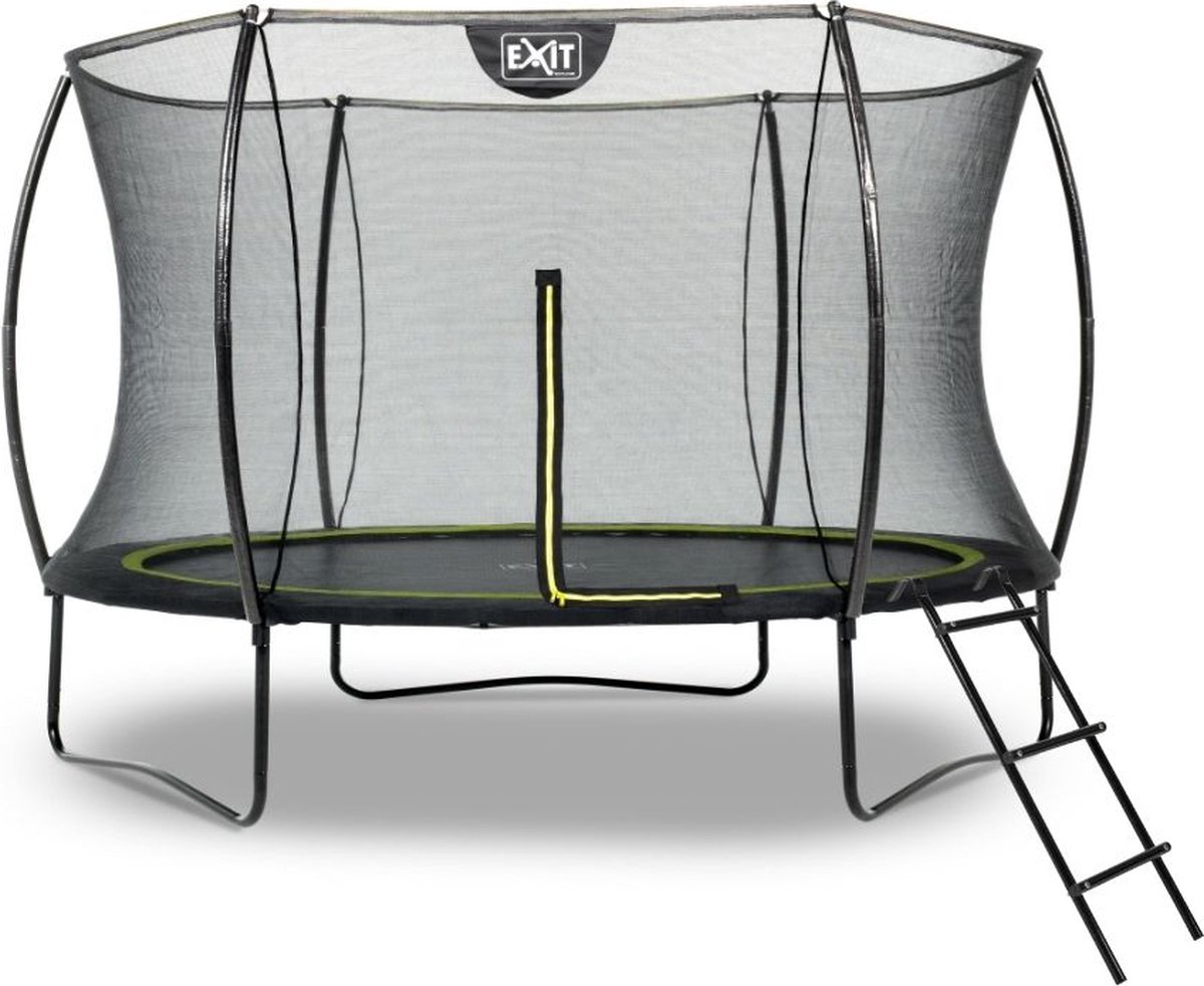 EXIT - Trampoline met Veiligheidsnet en Ladder - Op Poten - Silhouette - Rond - ø305cm - Zwart