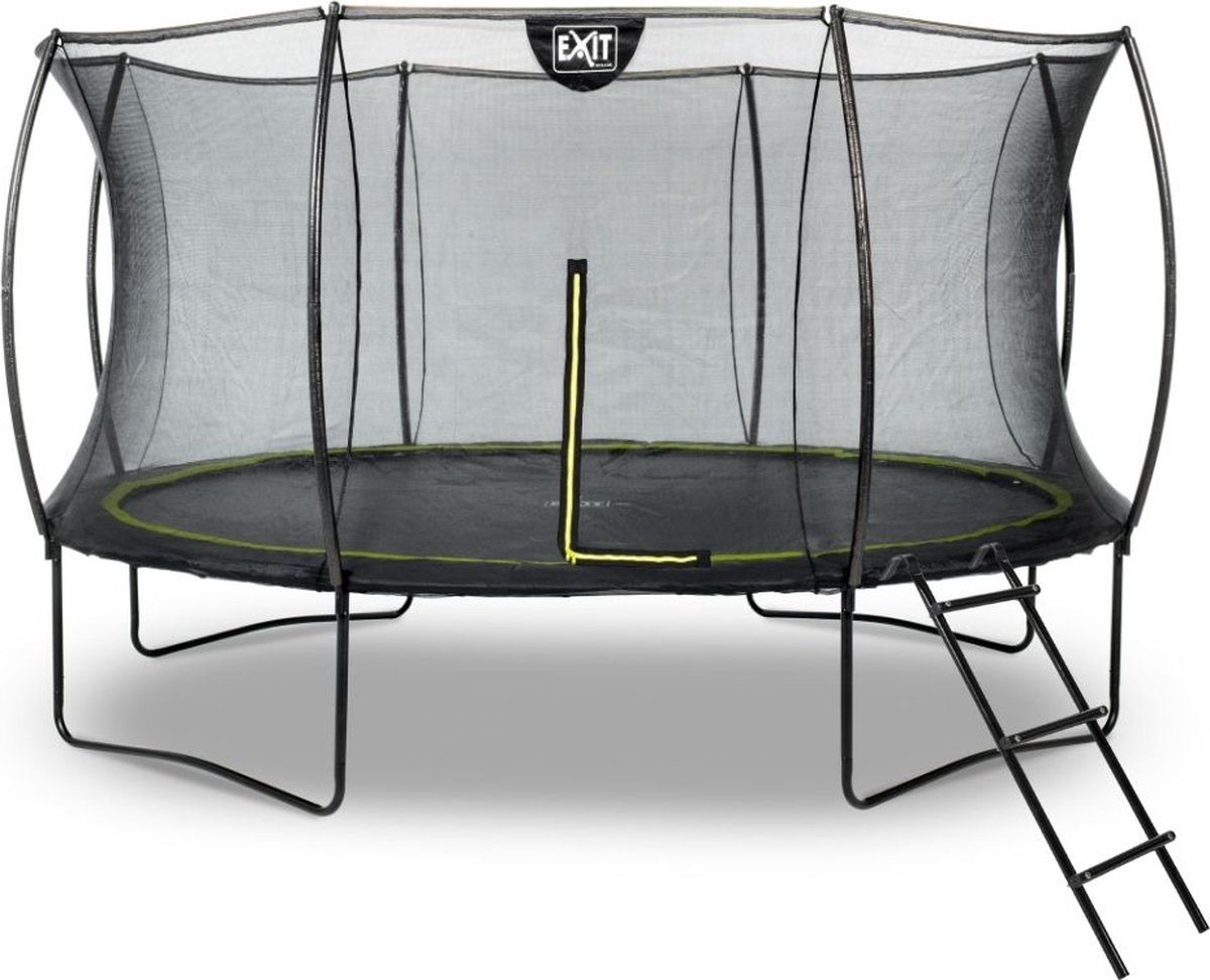 EXIT - Trampoline met Veiligheidsnet en Ladder - Op Poten - Silhouette - Rond - ø366cm - Zwart