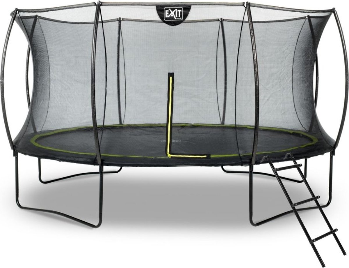 EXIT - Trampoline met Veiligheidsnet en Ladder - Op Poten - Silhouette - Rond - ø427cm - Zwart