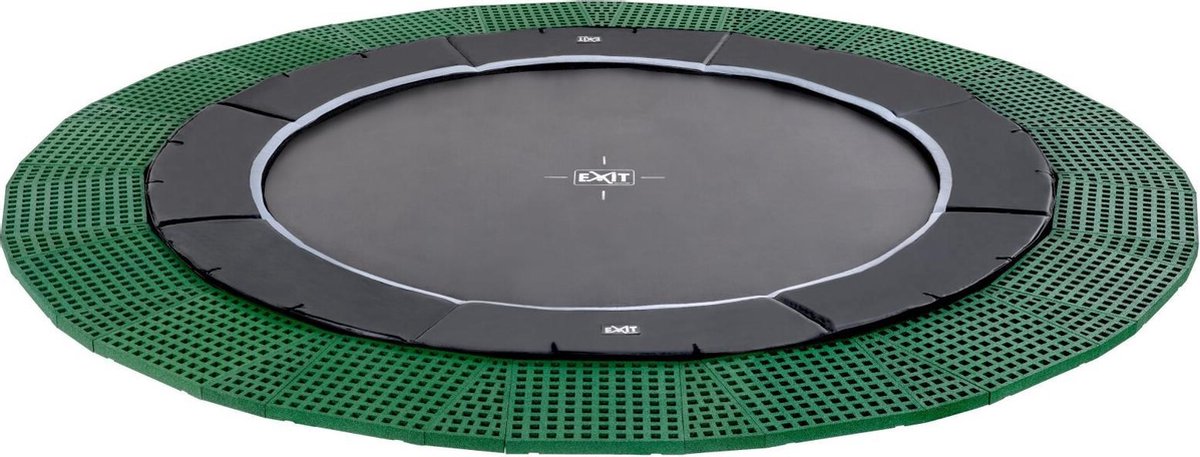 EXIT Dynamic groundlevel trampoline ø305cm met Freezone veiligheidstegels - Zwart