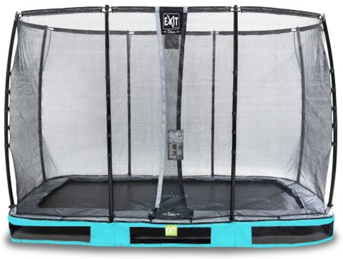   Elegant Premium inground trampoline 214x366cm met Deluxe veiligheidsnet - blauw