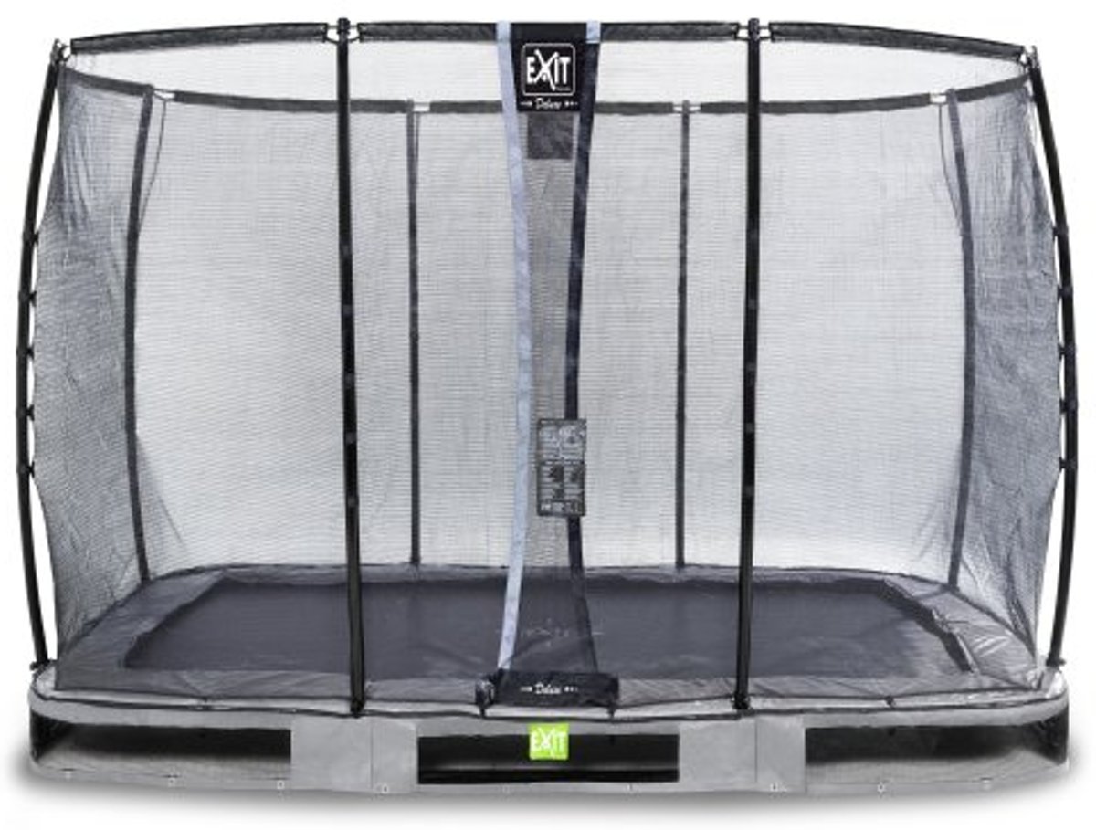   Elegant Premium inground trampoline 214x366cm met Deluxe veiligheidsnet - grijs