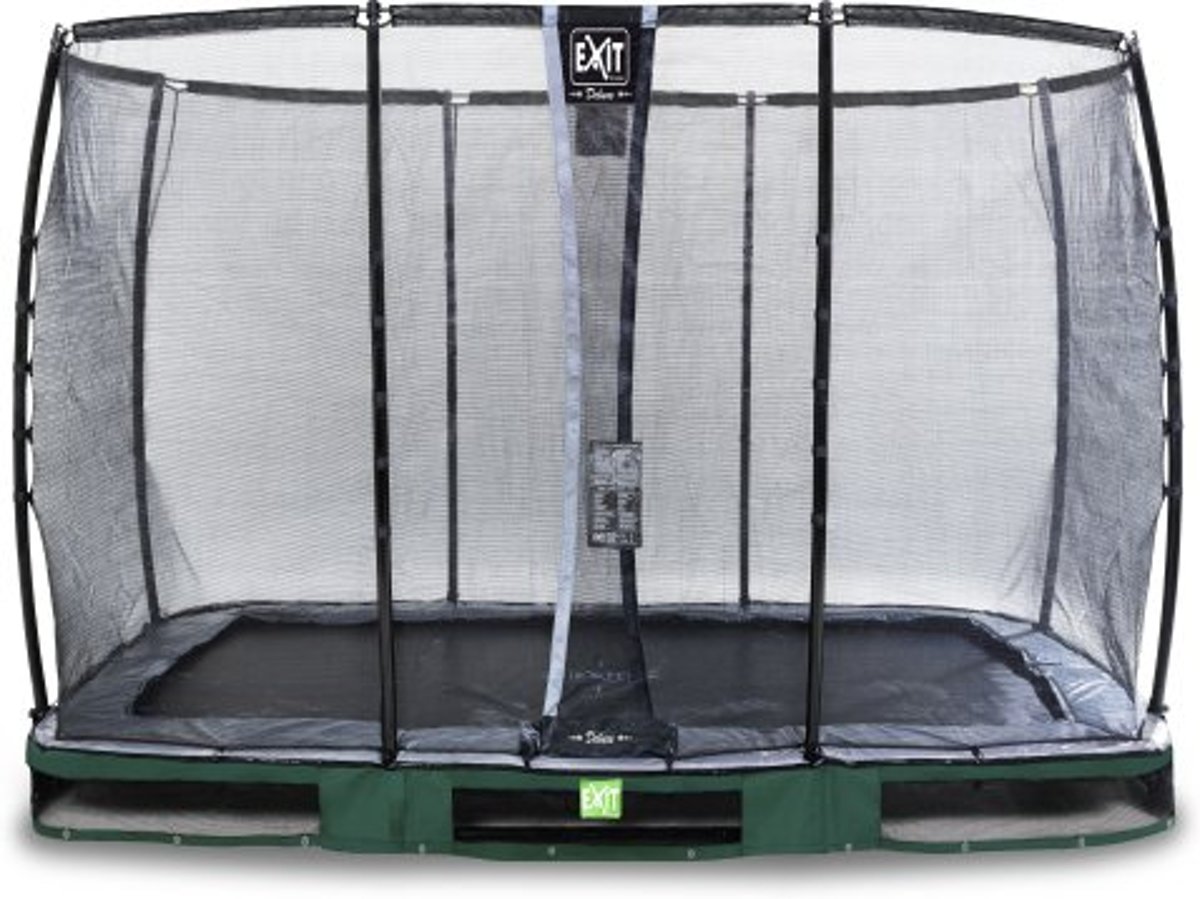 EXIT Elegant Premium inground trampoline 214x366cm met Deluxe veiligheidsnet - groen