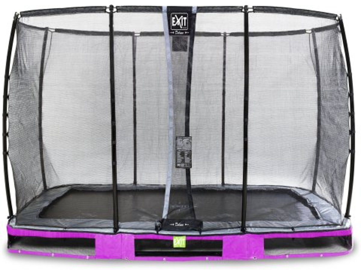   Elegant Premium inground trampoline 214x366cm met Deluxe veiligheidsnet - paars