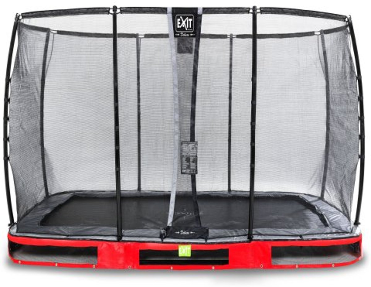   Elegant Premium inground trampoline 214x366cm met Deluxe veiligheidsnet - rood