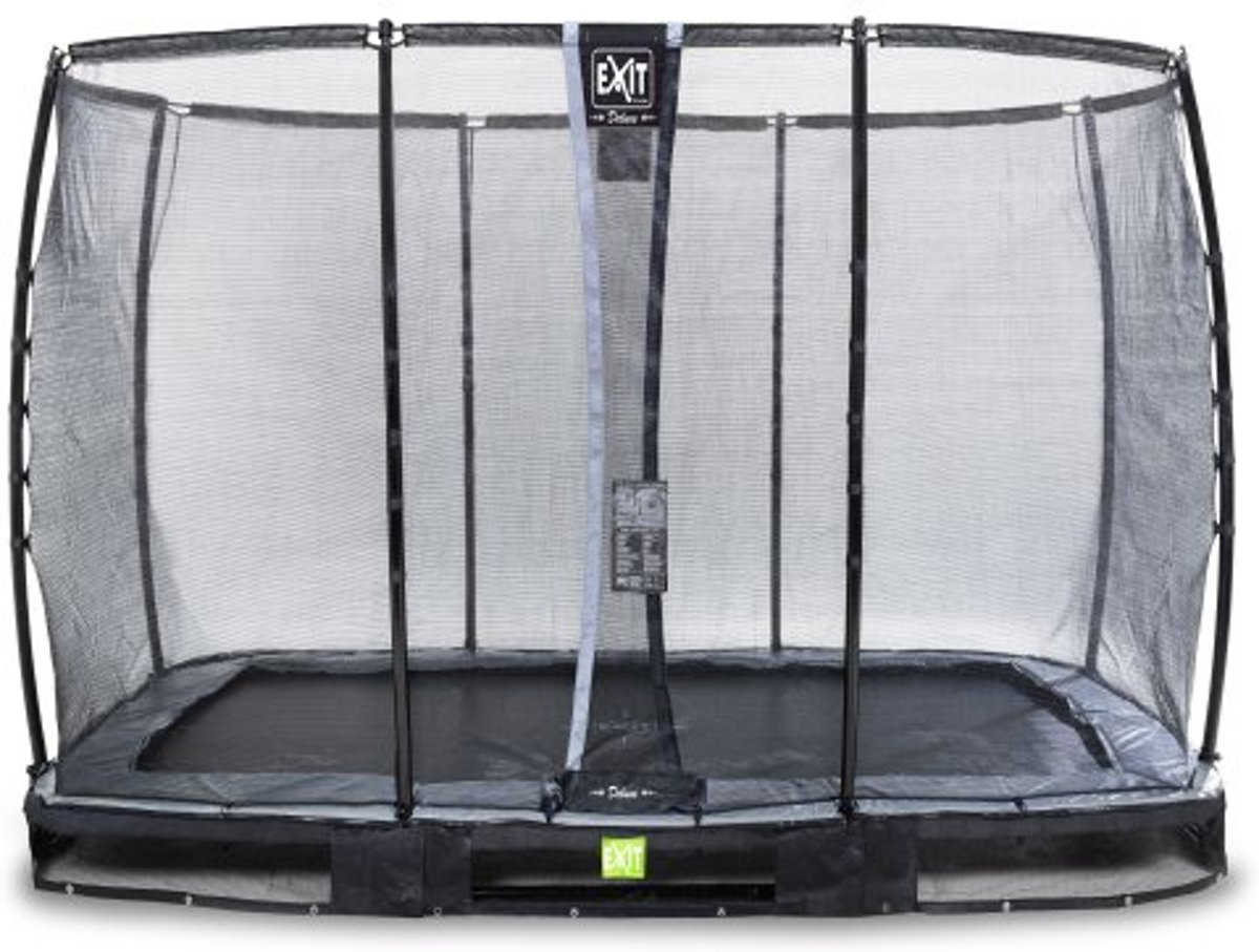   Elegant Premium inground trampoline 214x366cm met Deluxe veiligheidsnet - zwart