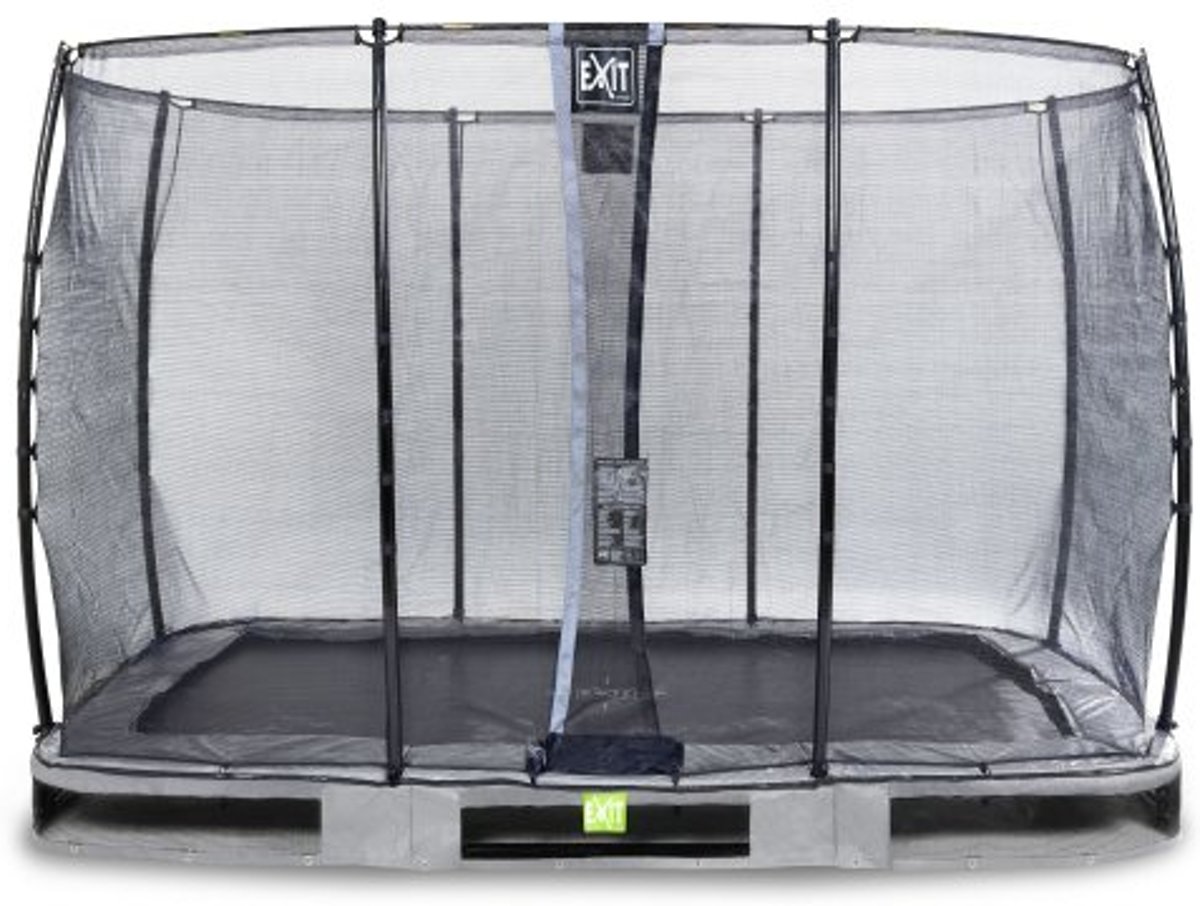 EXIT Elegant Premium inground trampoline 214x366cm met Economy veiligheidsnet - grijs