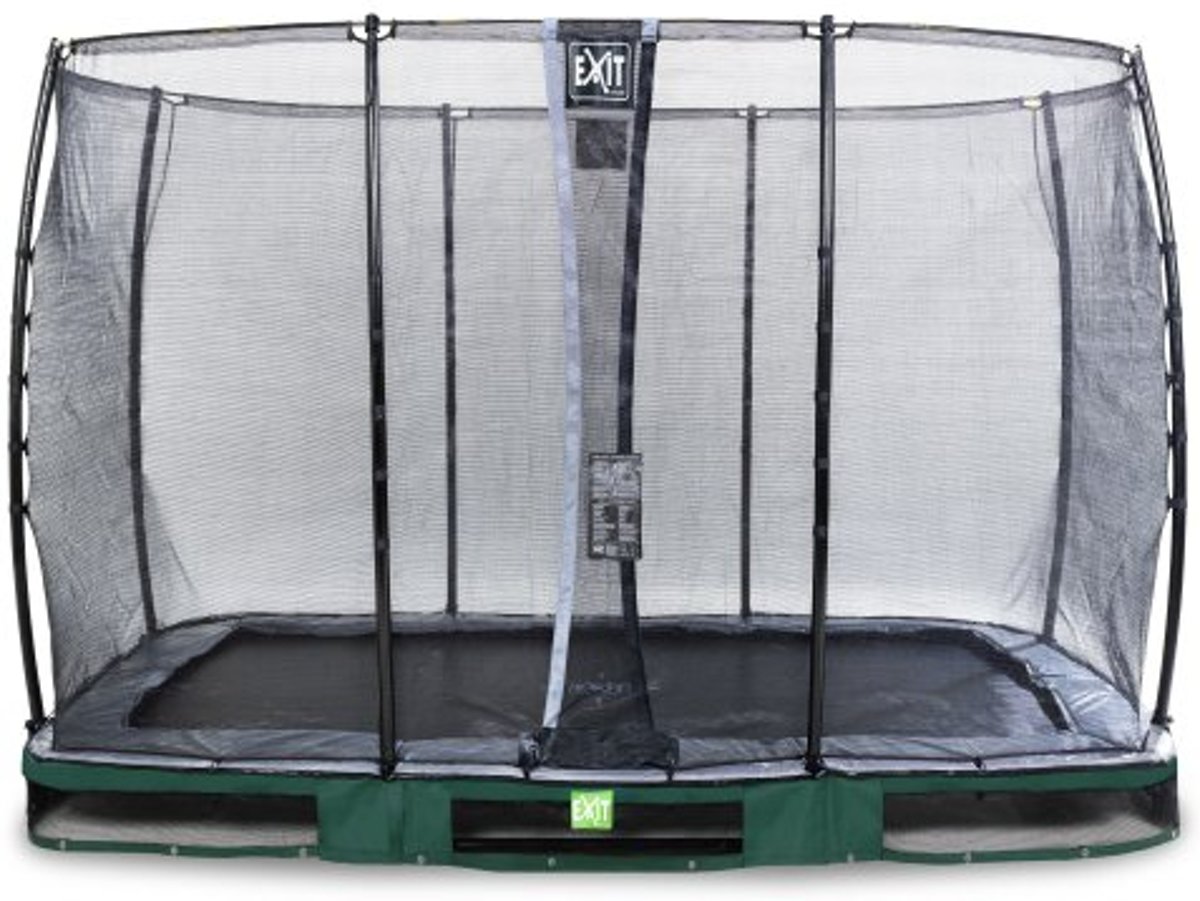 EXIT Elegant Premium inground trampoline 214x366cm met Economy veiligheidsnet - groen