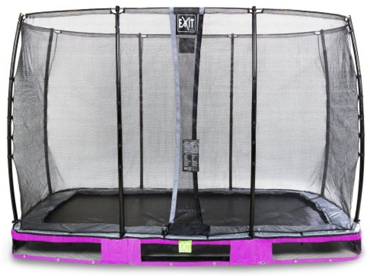 EXIT Elegant Premium inground trampoline 214x366cm met Economy veiligheidsnet - paars