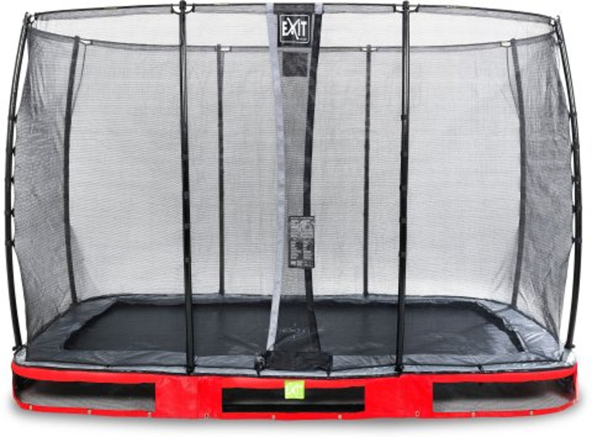 EXIT Elegant Premium inground trampoline 214x366cm met Economy veiligheidsnet - rood