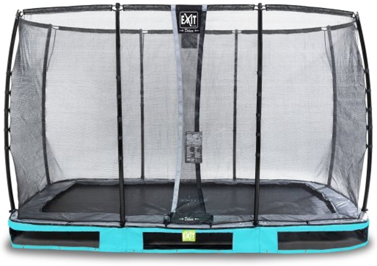 EXIT Elegant Premium inground trampoline 244x427cm met Deluxe veiligheidsnet - blauw