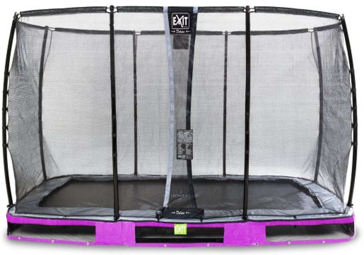 EXIT Elegant Premium inground trampoline 244x427cm met Deluxe veiligheidsnet - paars