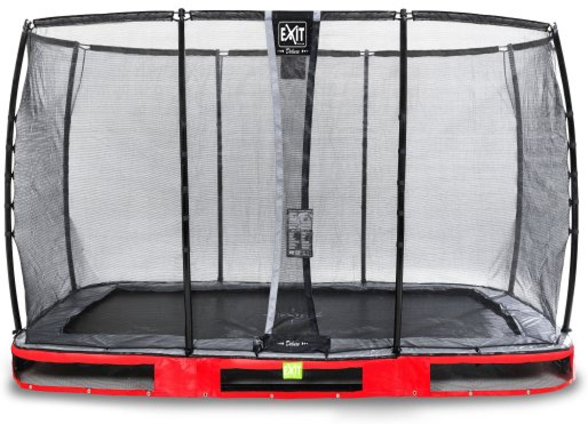   Elegant Premium inground trampoline 244x427cm met Deluxe veiligheidsnet - rood