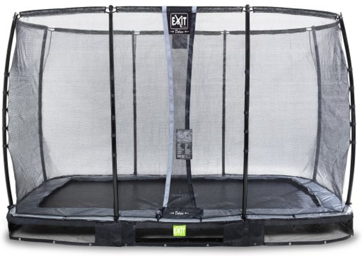   Elegant Premium inground trampoline 244x427cm met Deluxe veiligheidsnet - zwart