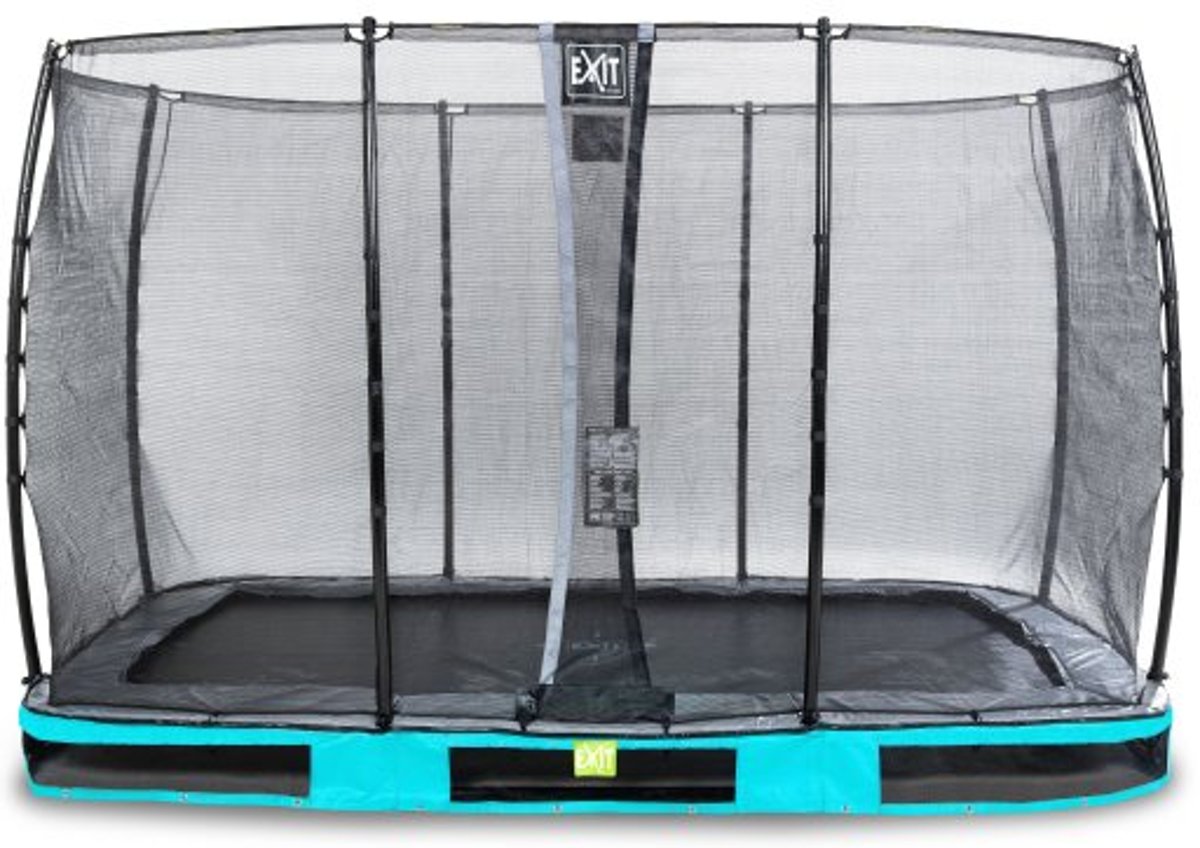 EXIT Elegant Premium inground trampoline 244x427cm met Economy veiligheidsnet - blauw