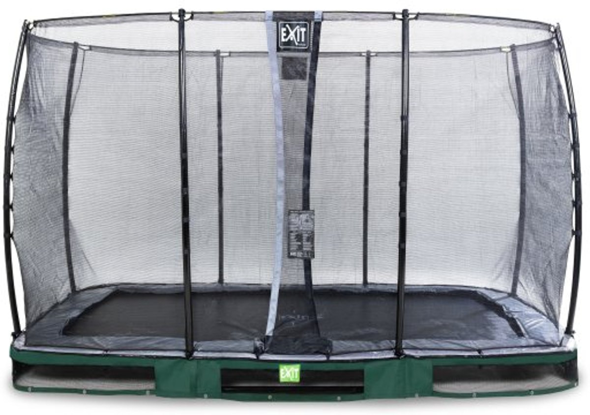 EXIT Elegant Premium inground trampoline 244x427cm met Economy veiligheidsnet - groen